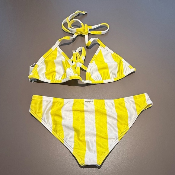 NWOT Wildfox Yellow White Striped/Emoji Bikini Swimsuit Size XS MSRP $140 - Picture 5 of 7